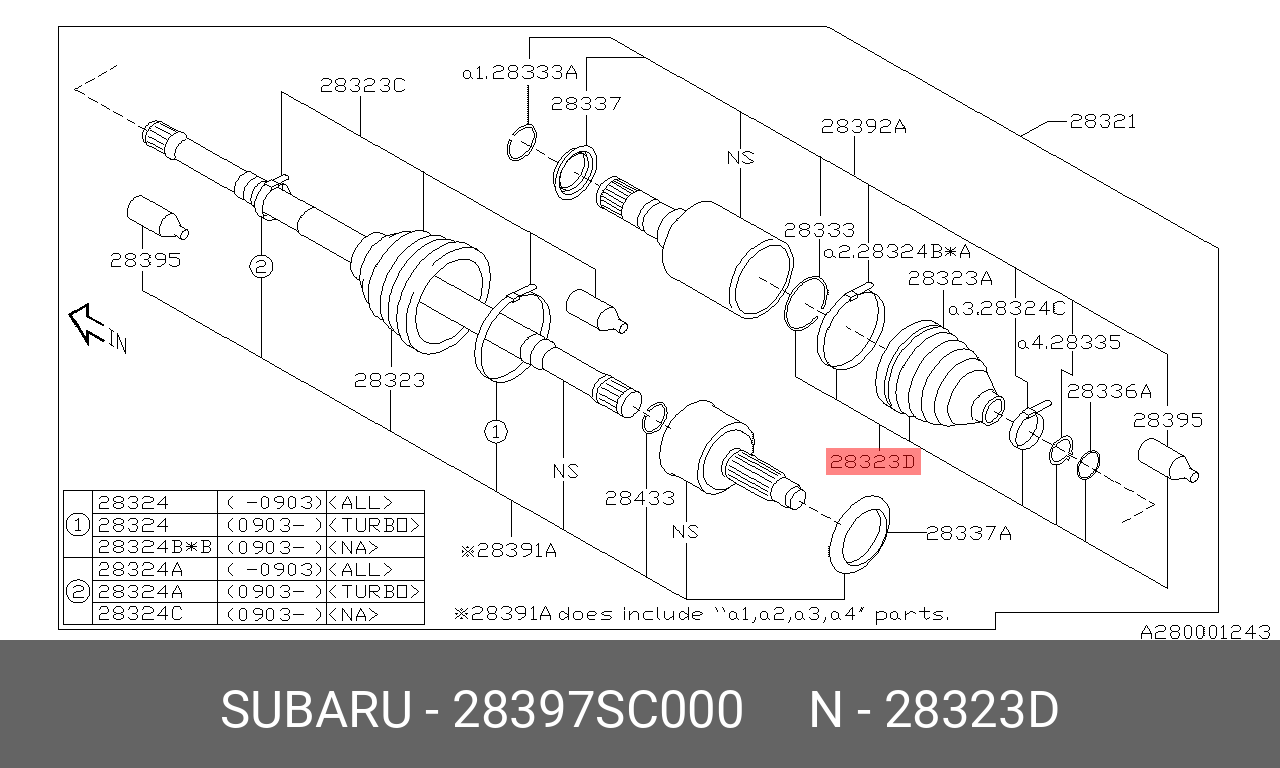 Пыльник ШРУСа - Subaru 28397-SC000