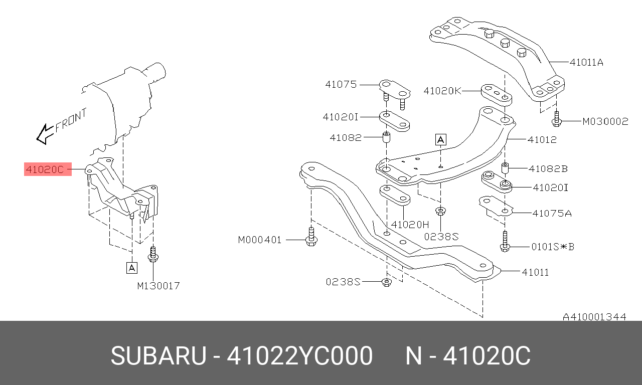 Опора трансмиссии - Subaru 41022-YC000