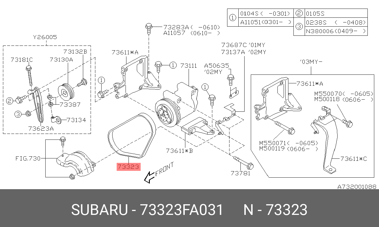 Ремень поликлиновый - Subaru 73323-FA031