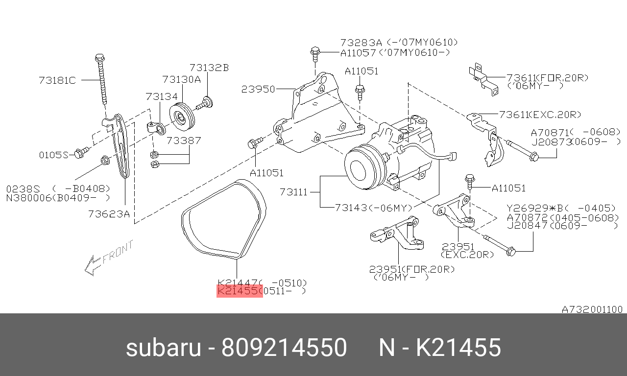Ремень поликлиновый - Subaru 80921-4550