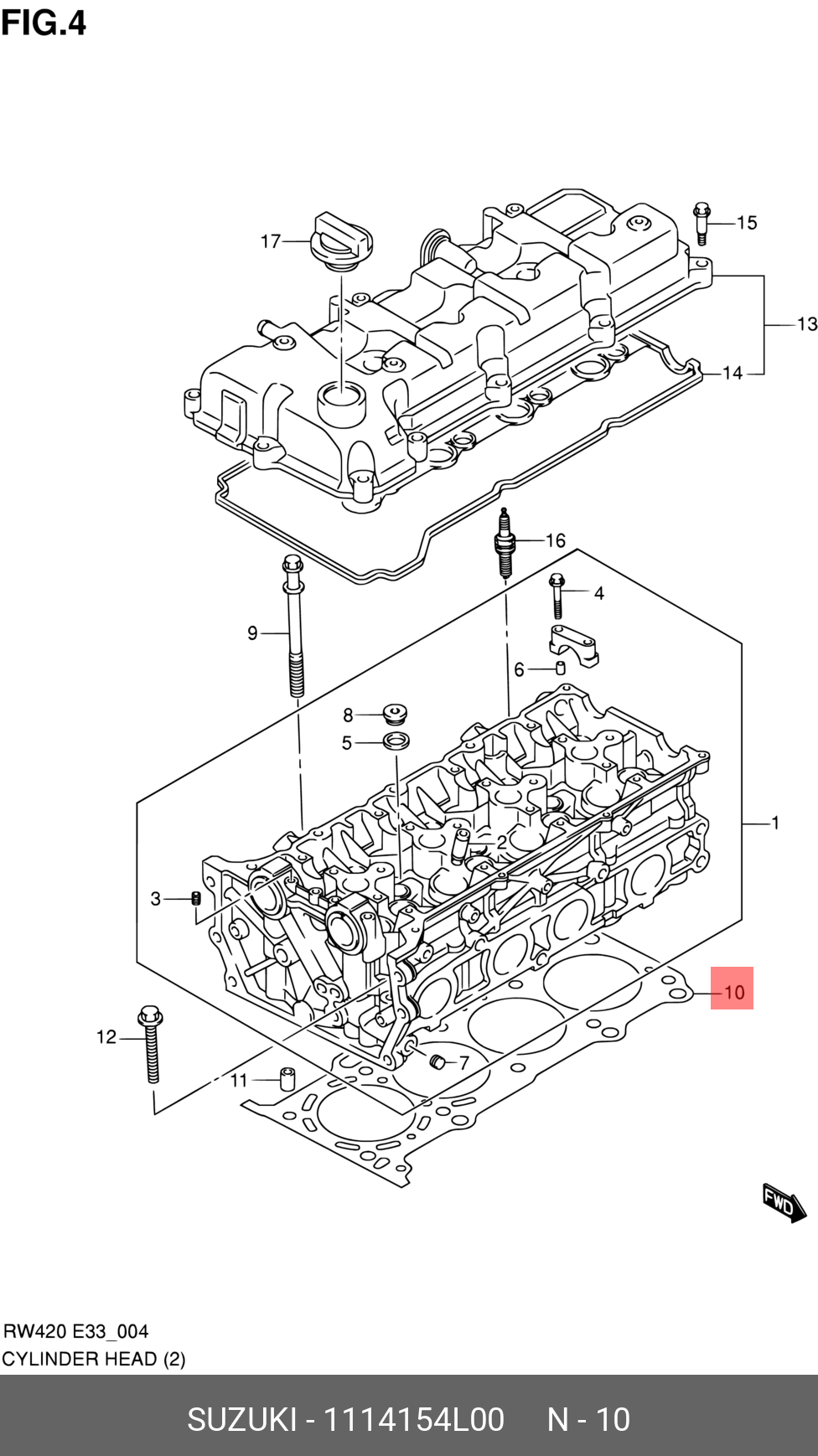 Прокладка головки блока цилиндров - Suzuki 11141-54L00