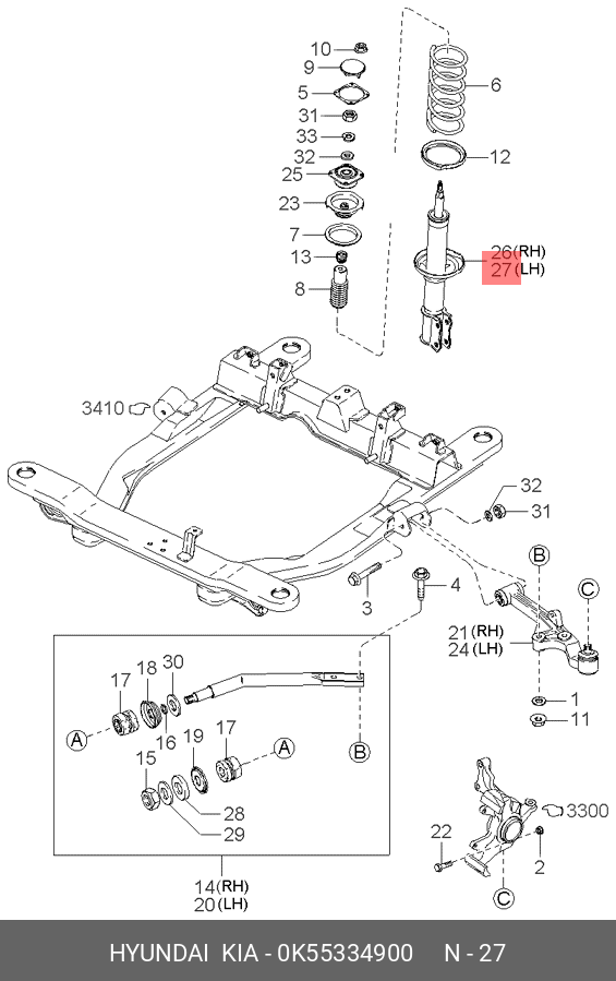 Амортизатор | перед лев | - Hyundai/Kia 0K553-34900