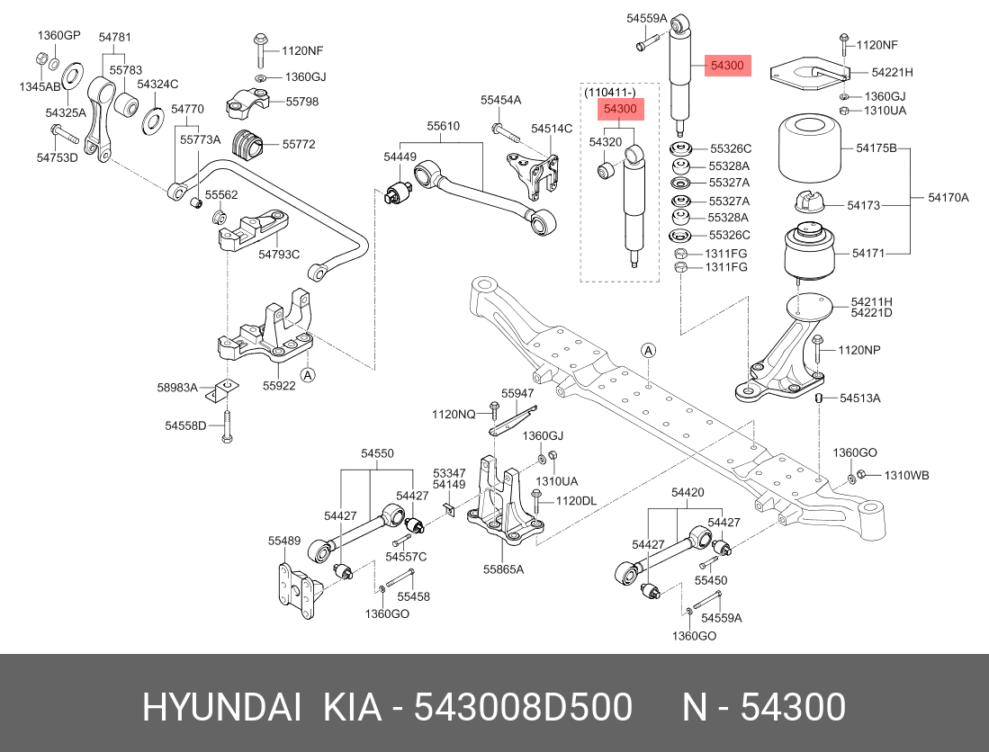 Амортизатор | перед | - Hyundai/Kia 54300-8D500