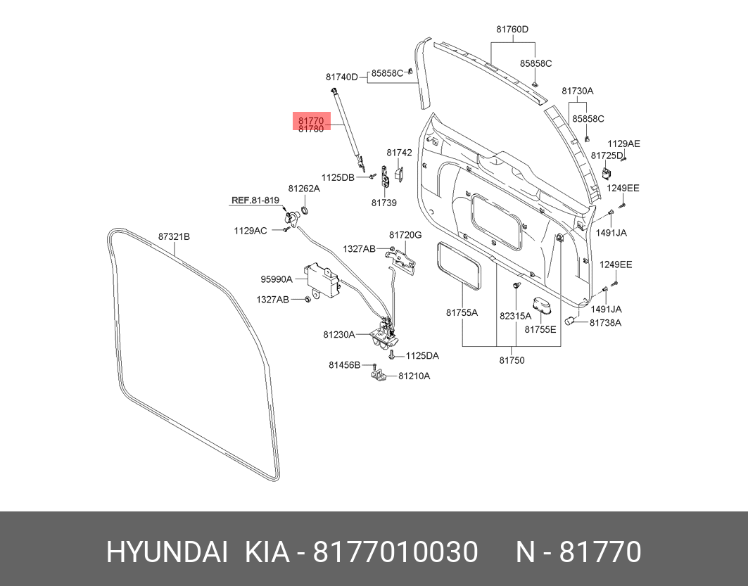Амортизационная стойка багажной двери - Hyundai/Kia 81770-10030