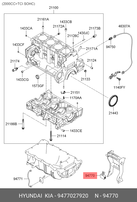 Датчик давления масла двигателя - Hyundai/Kia 94770-27920