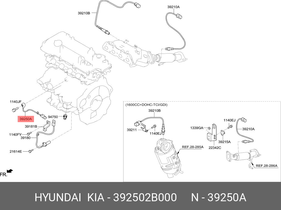 Переключатель (датчик) детонации двигателя - Hyundai/Kia 39250-2B000