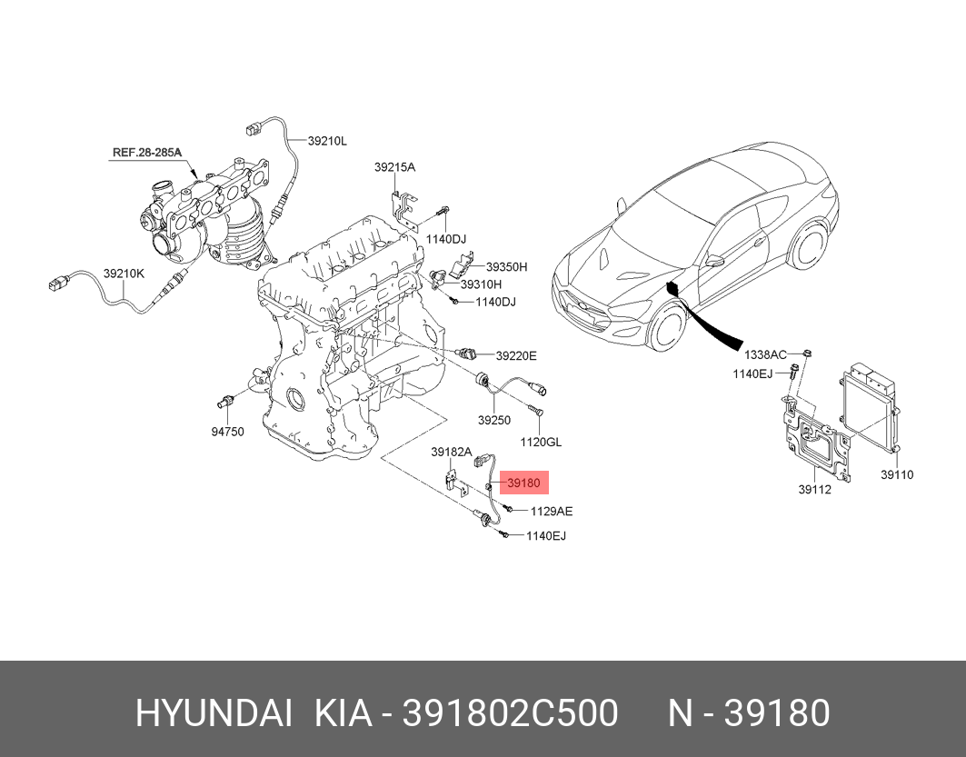 Датчик положения коленчатого вала - Hyundai/Kia 39180-2C500