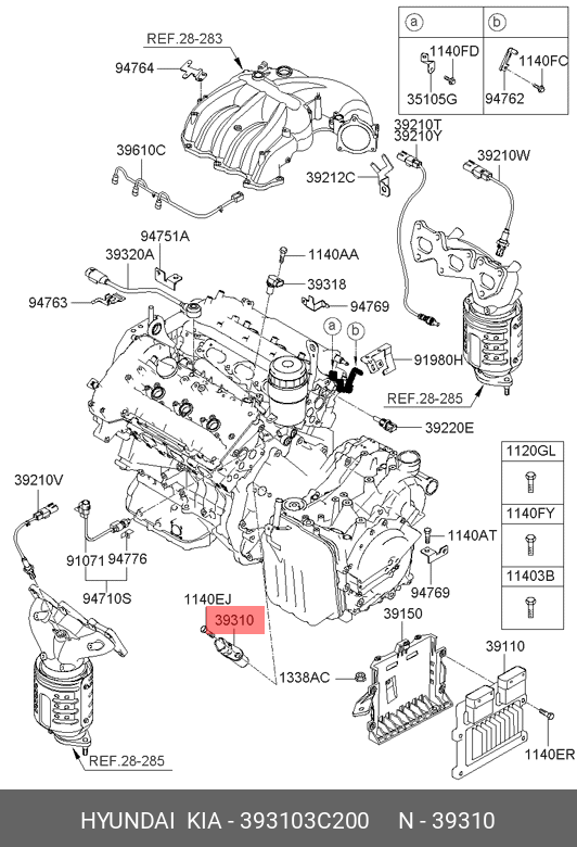 Датчик положения коленчатого вала - Hyundai/Kia 39310-3C200
