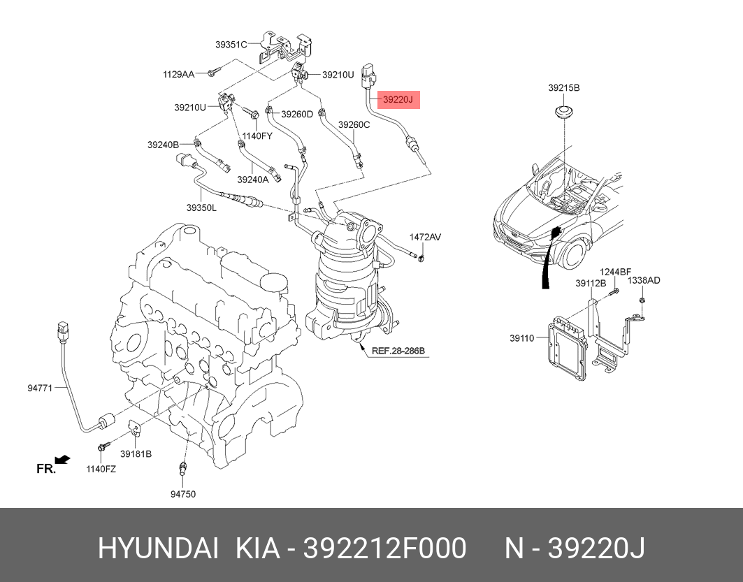 Датчик температуры масла - Hyundai/Kia 39221-2F000