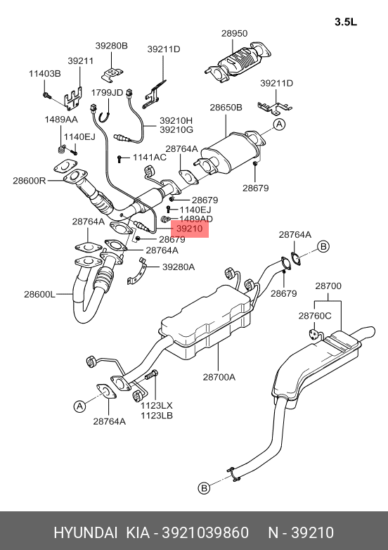 Кислородный датчик двигателя  - Hyundai/Kia 39210-39860