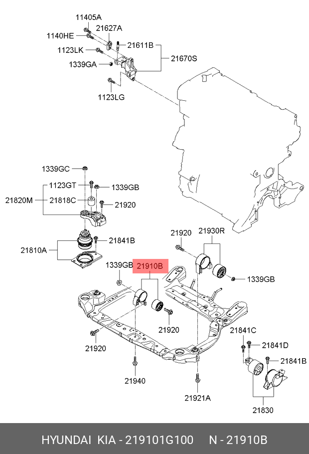 Подушка двигателя - Hyundai/Kia 21910-1G100