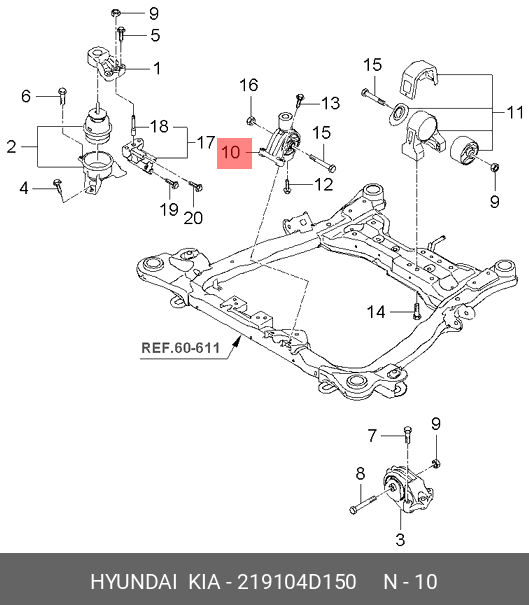 Подушка двигателя - Hyundai/Kia 21910-4D150