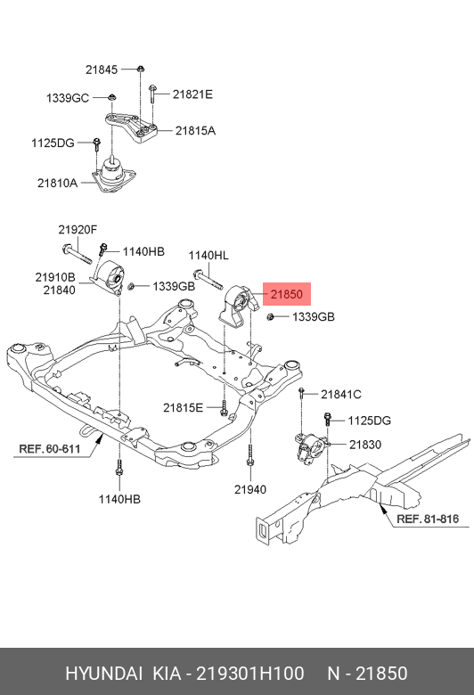 Подушка двигателя - Hyundai/Kia 21930-1H100