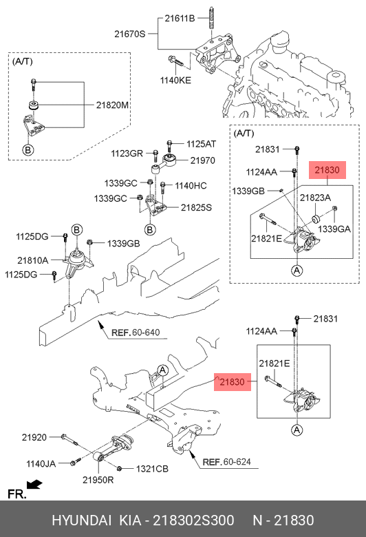 Опорный узел кпп - Hyundai/Kia 21830-2S300
