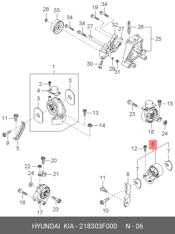 Опорный узел кпп - Hyundai/Kia 21830-3F000