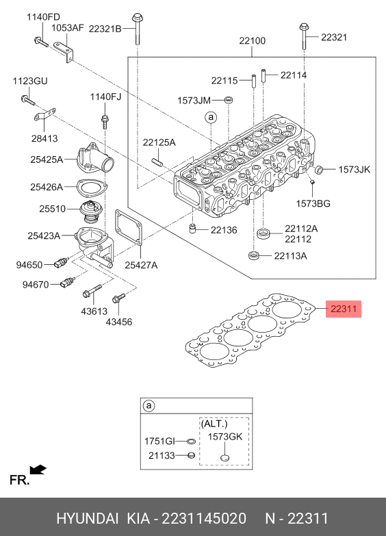 Прокладка головки блока цилиндров - Hyundai/Kia 22311-45020