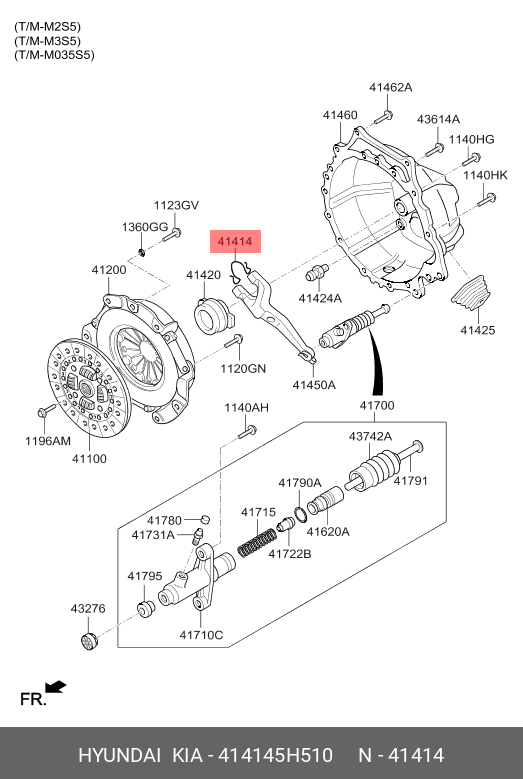 Возвратная пружина вилки сцепления (на изгиб) - Hyundai/Kia 41414-5H510