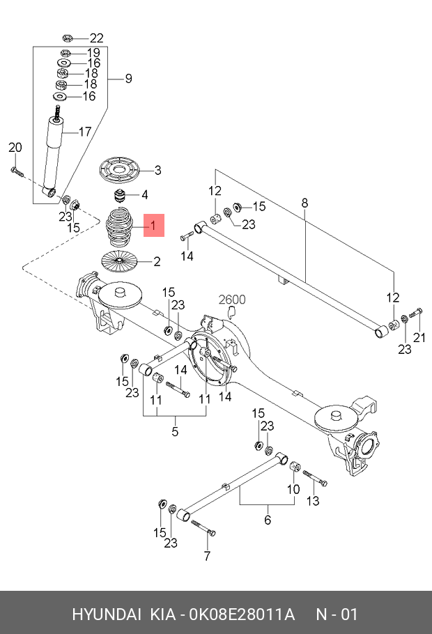 Пружина ходовой части - Hyundai/Kia 0K08E-28011A
