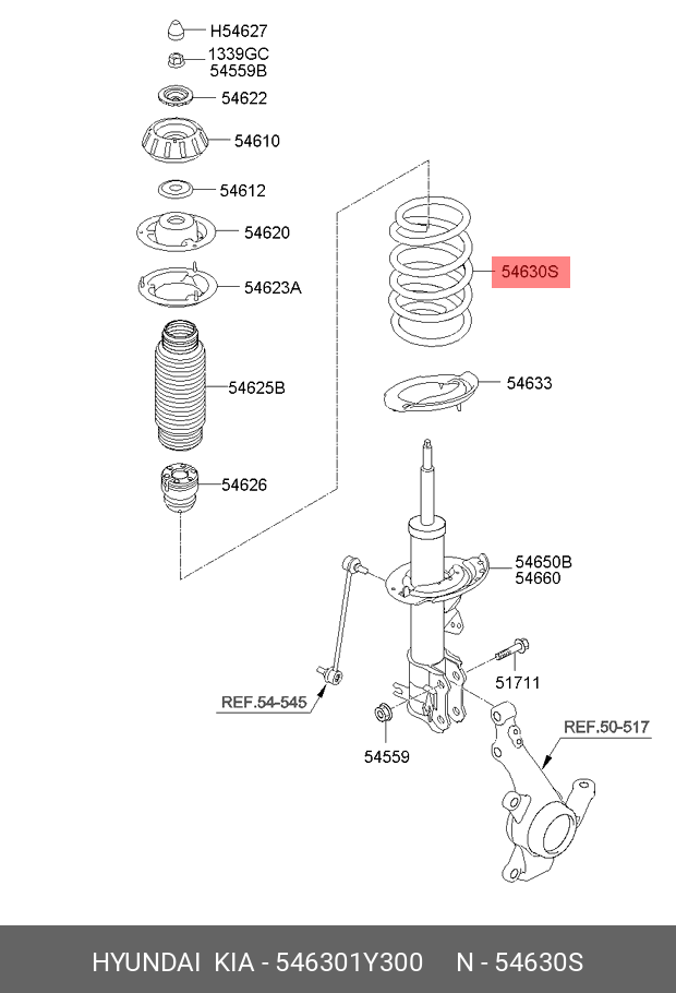 Пружина передняя - Hyundai/Kia 54630-1Y300