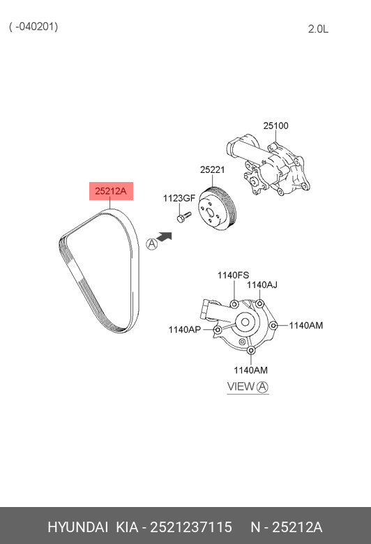 Ремень поликлиновый - Hyundai/Kia 25212-37115