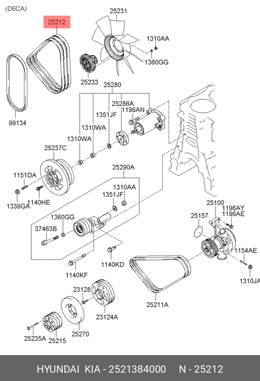 Ремень поликлиновый - Hyundai/Kia 25213-84000