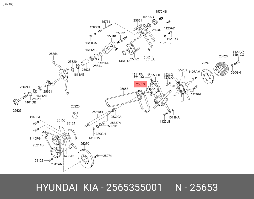 Ремень приводной l=80см - Hyundai/Kia 25653-55001