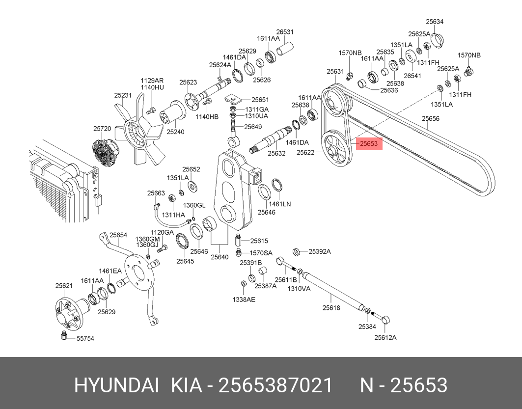 Ремень поликлиновый - Hyundai/Kia 25653-87021