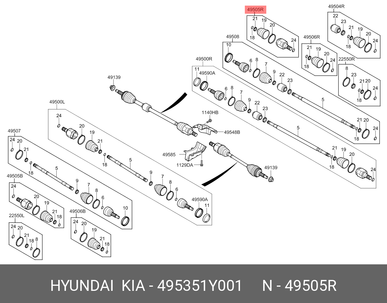 Шрус внутренний - Hyundai/Kia 49535-1Y001