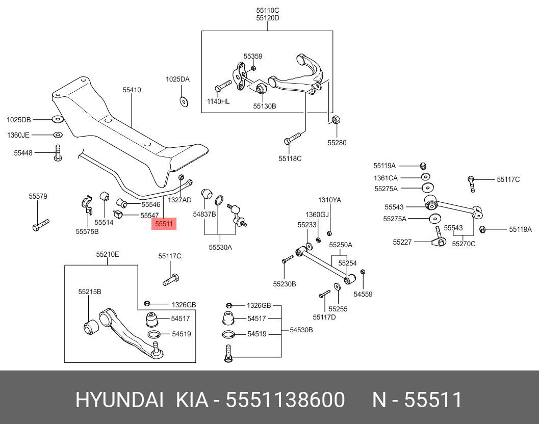 Стабилизатор задний - Hyundai/Kia 55511-38600