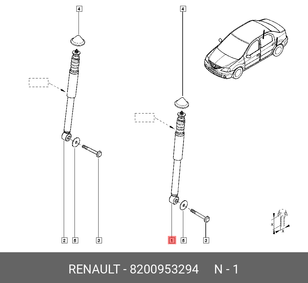 Амортизатор | зад прав/лев | - Renault 8200 953 294