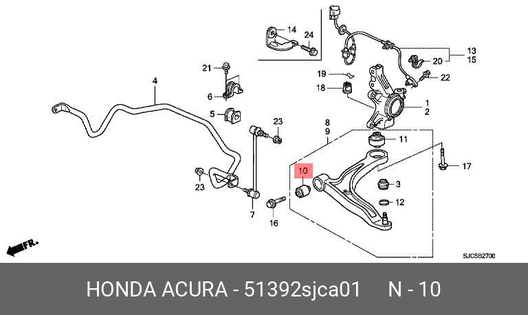 Сайлентблок рычага подвески | перед прав | - Honda 51392-SJC-A01