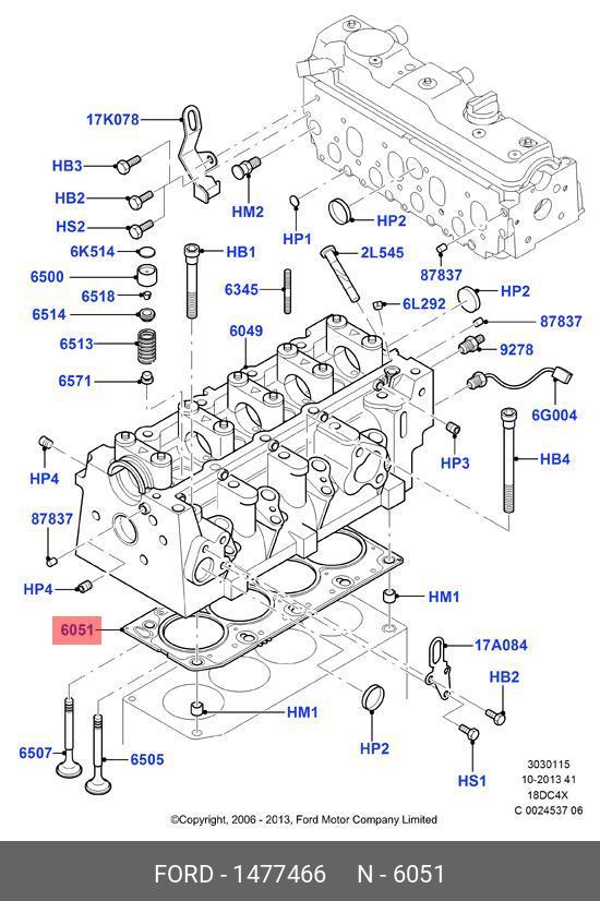 Прокладка головки блока цилиндров - Ford 1 477 466
