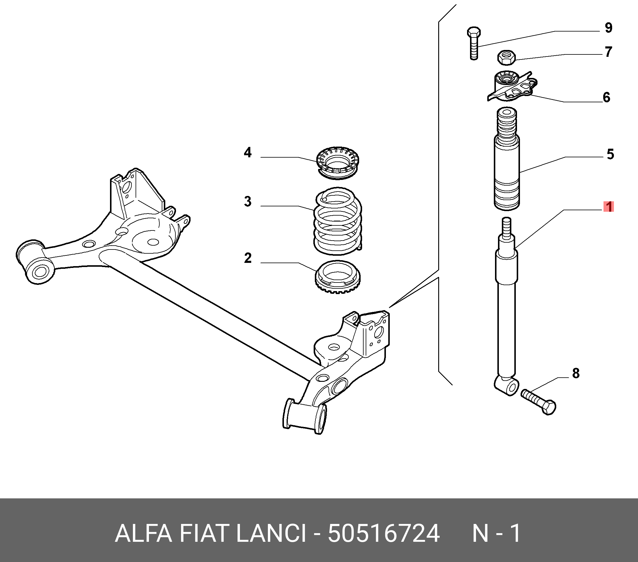 Амортизатор | зад лев | - Fiat/Alfa/Lancia 5 051 6724
