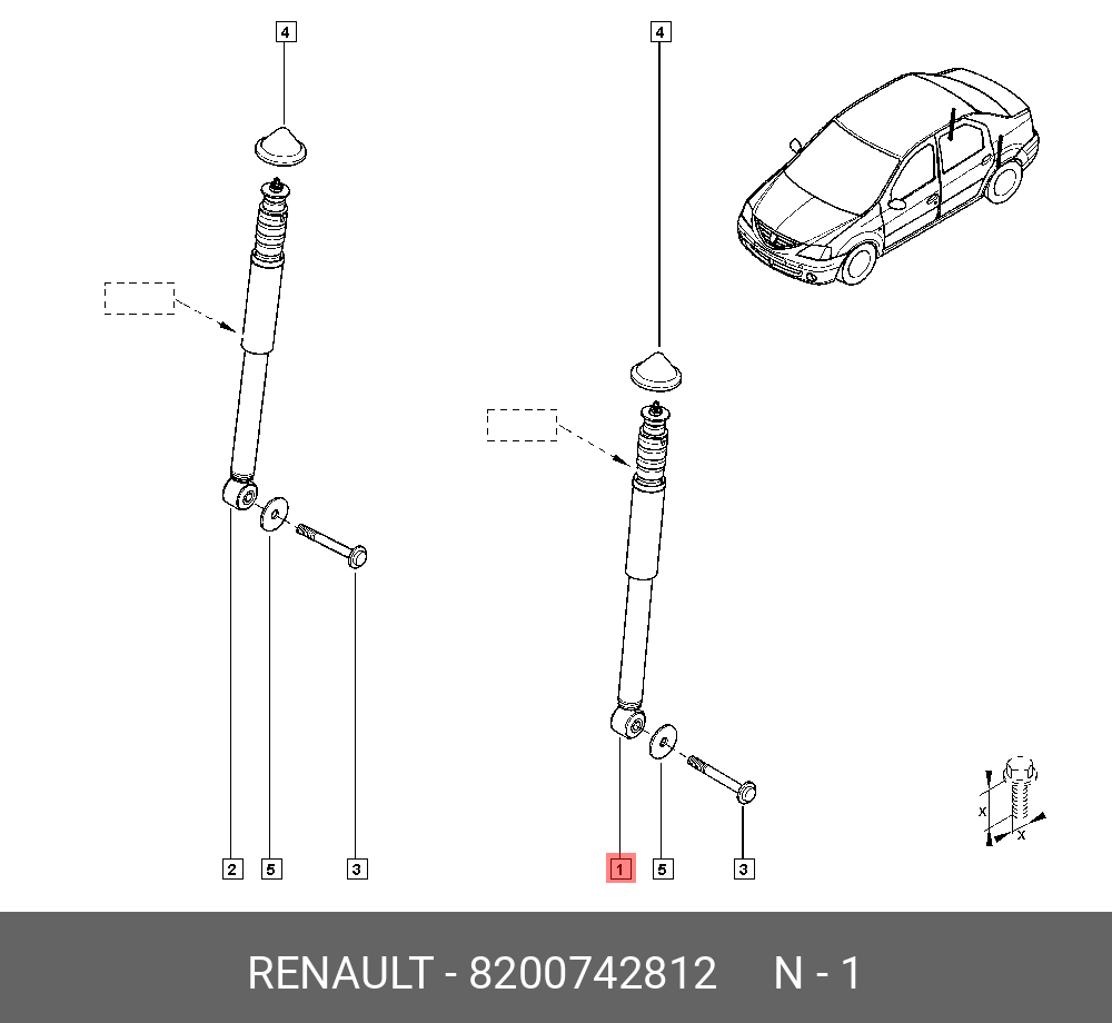 Амортизатор | зад прав/лев | - Renault 8200 742 812