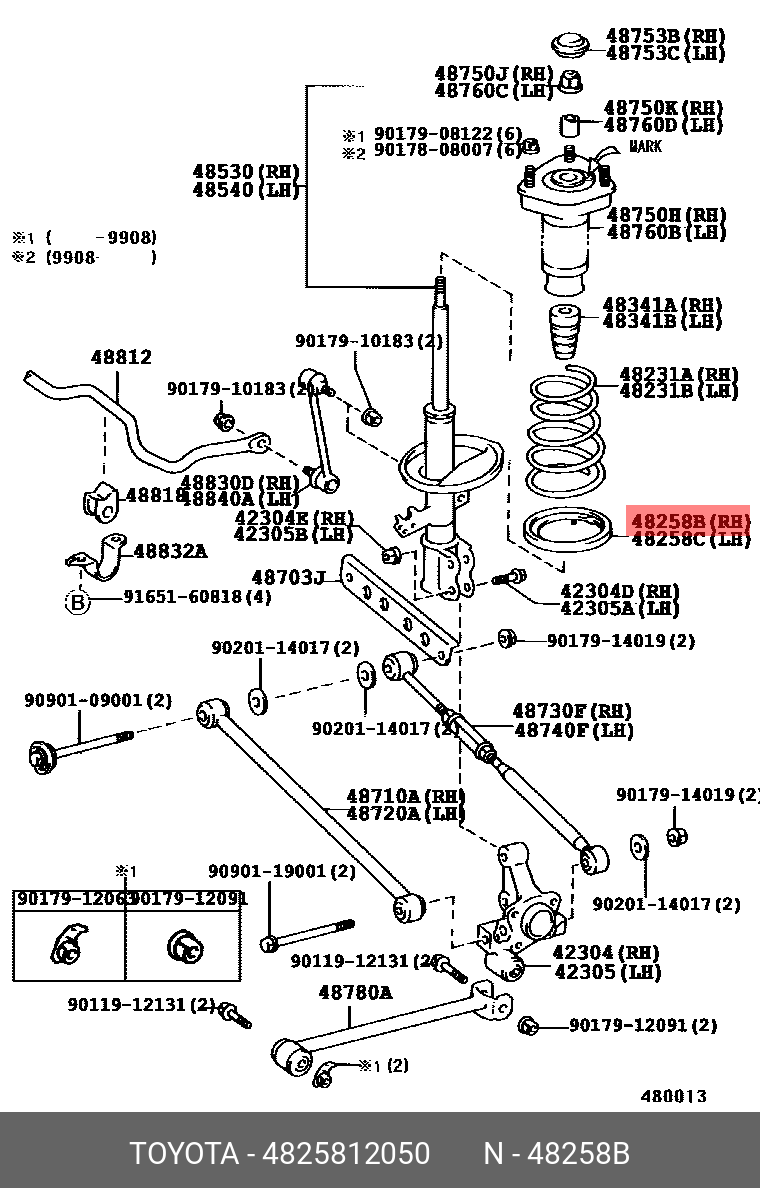 Пружина ходовой части - Toyota 48258-12050
