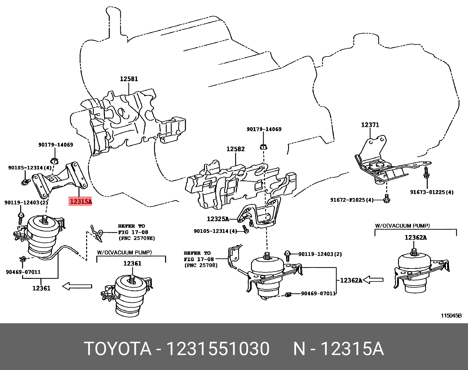 Подушка двигателя - Toyota 12315-51030