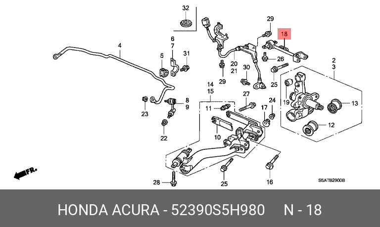 Рычаг подвески | зад | - Honda 52390-S5H-980