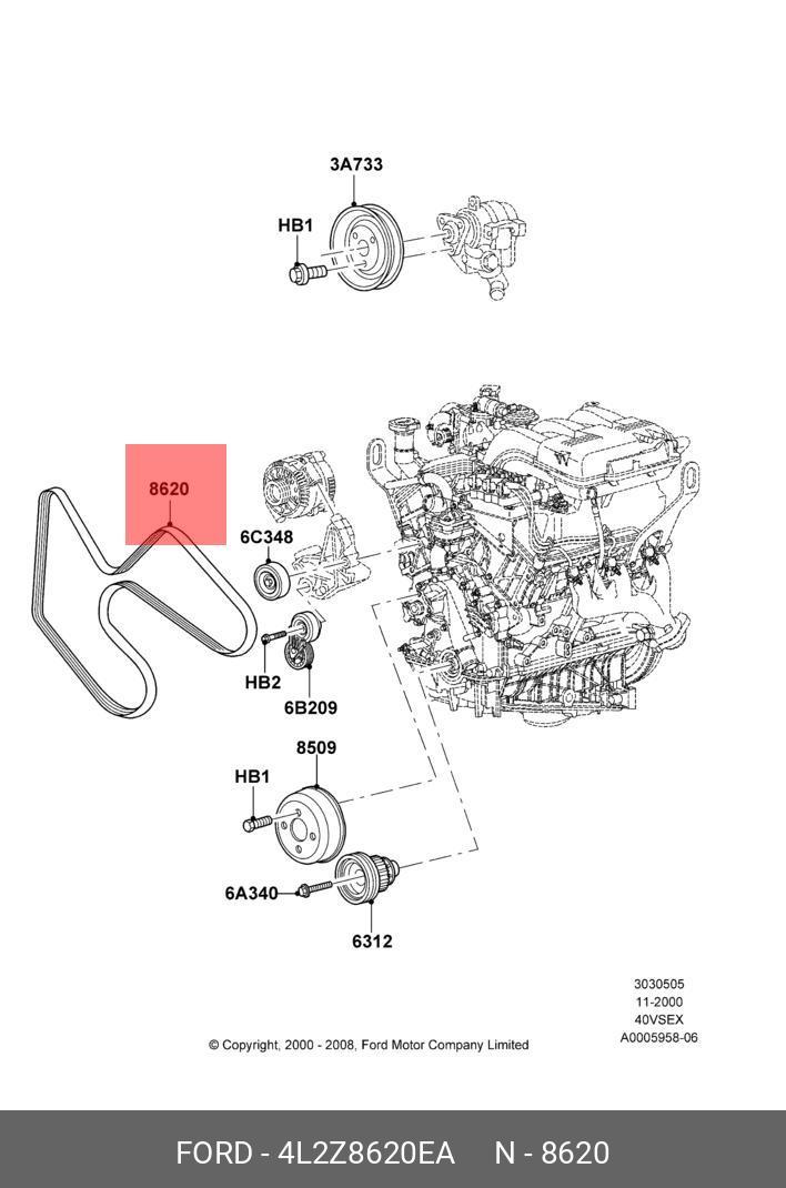 Ремень ручейковый - Ford 4L2Z8620EA