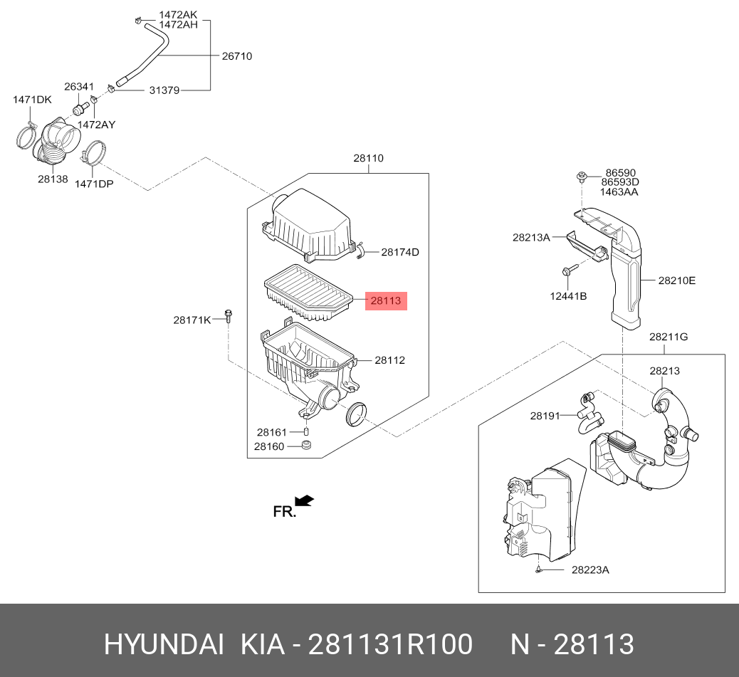 Фильтр воздушный - Hyundai/Kia 281131R100