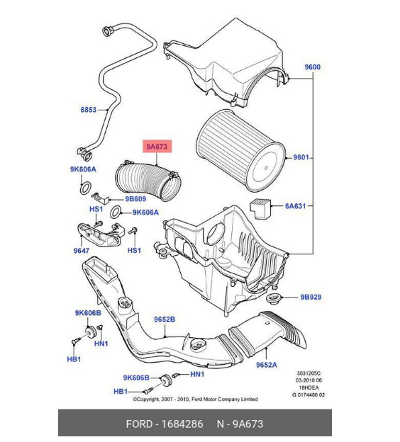 Патрубок воздушного фильтра Ford 1684286
