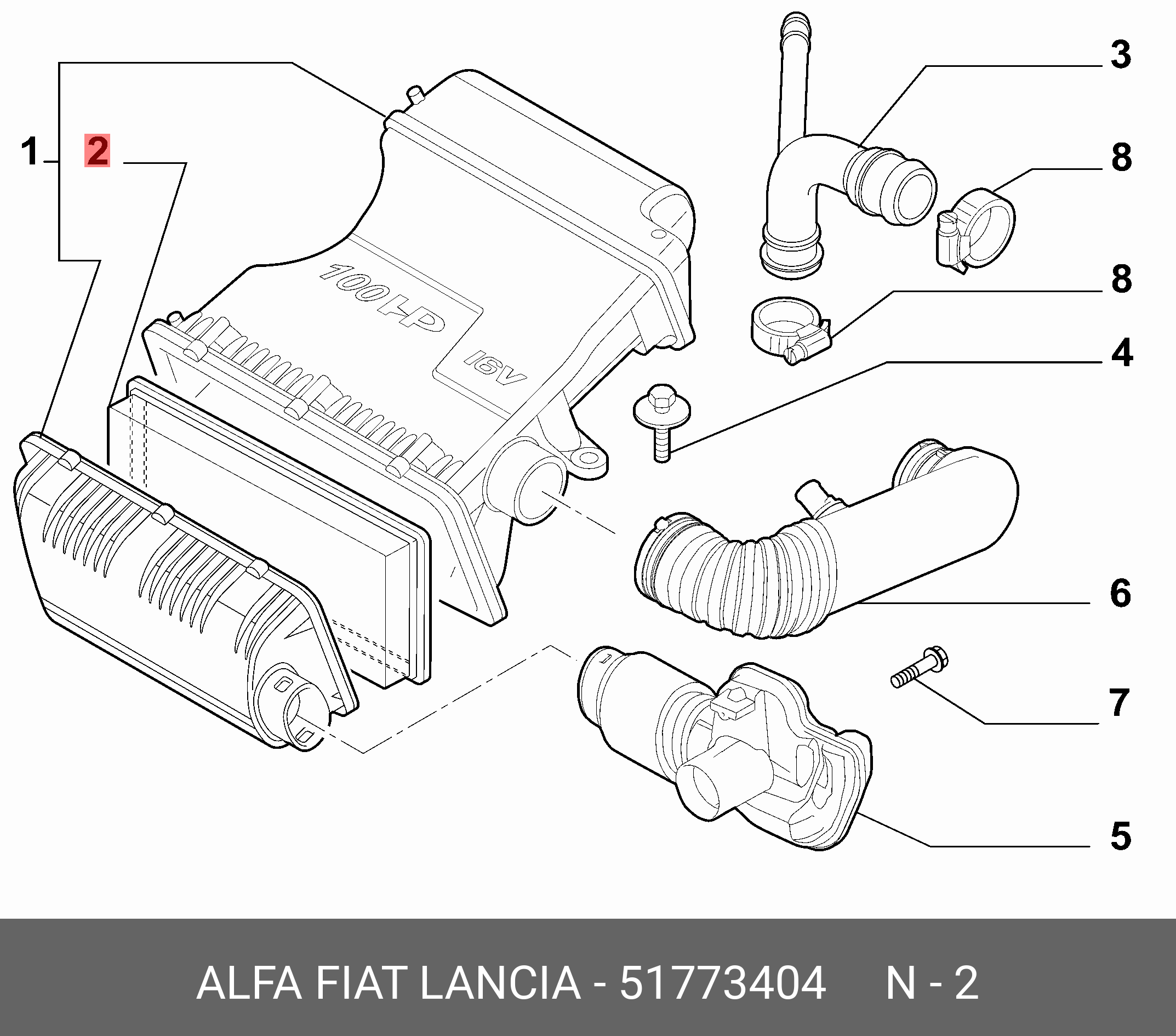 Фильтр воздушный - Fiat/Alfa/Lancia 51 773 404