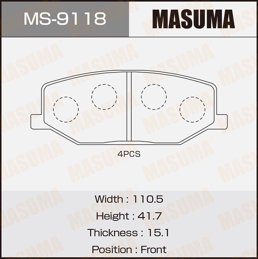Колодки тормозные дисковые | перед | - Masuma MS9118