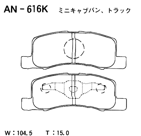 Колодки тормозные дисковые | перед | - Akebono AN616K