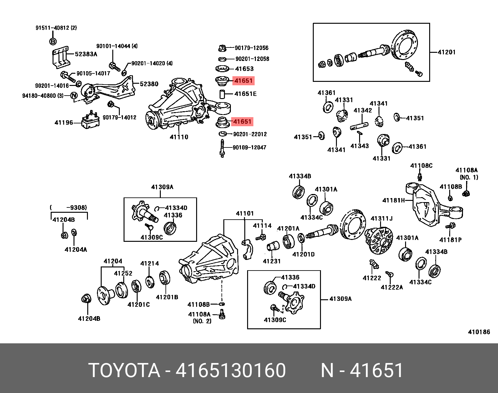 подушка двигателя - Toyota 41651-30160