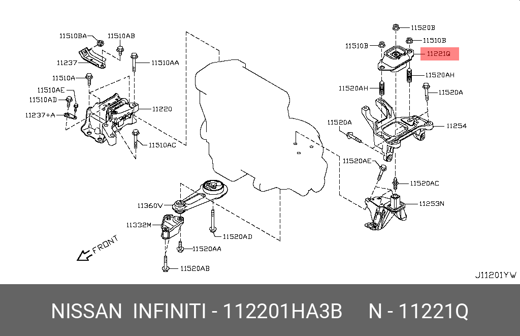 Подушка двигателя - Nissan 11220-1HA3B
