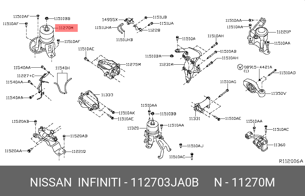 Подушка двигателя - Nissan 11270-3JA0B