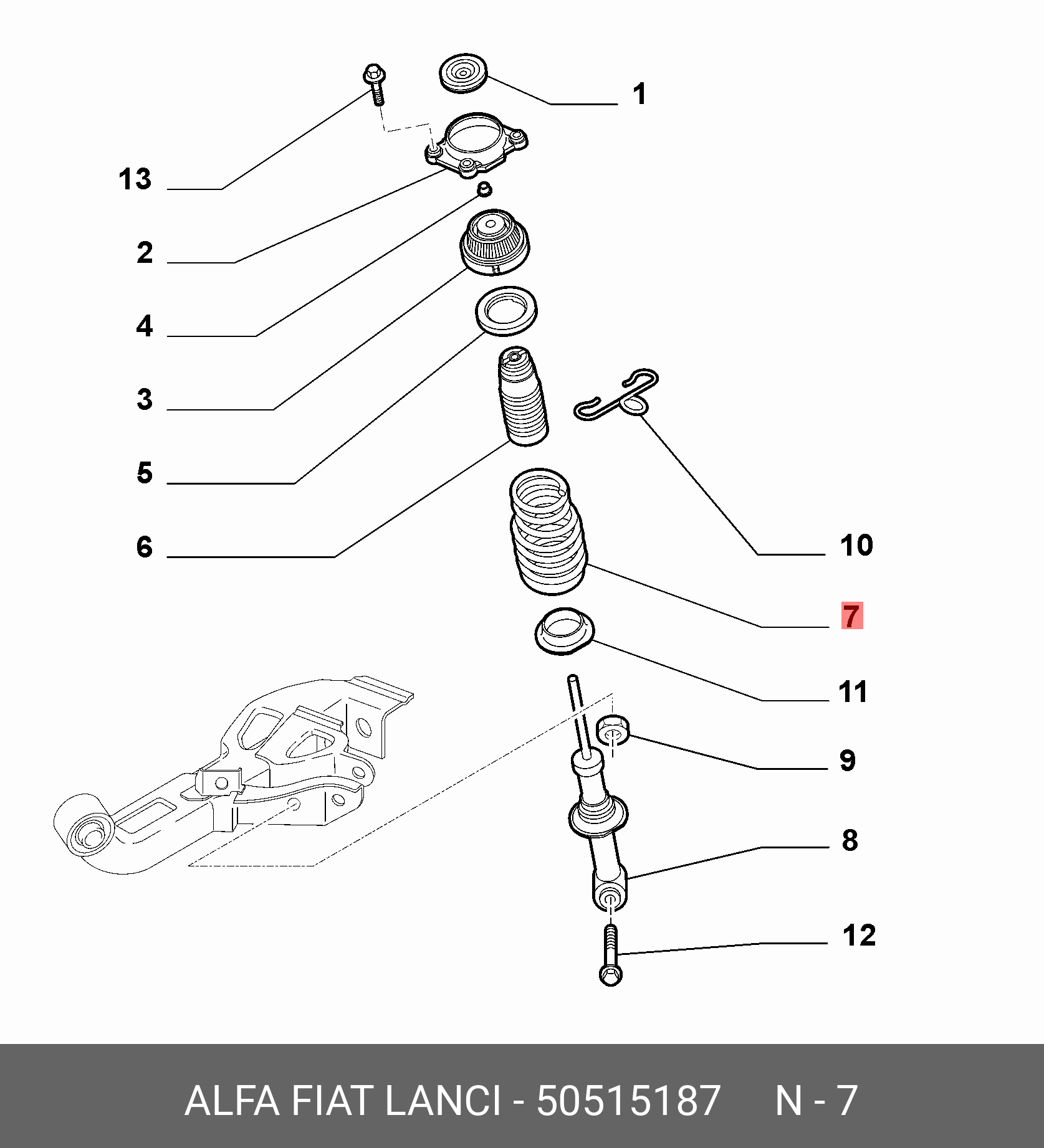 Пружина ходовой части | зад | - Fiat/Alfa/Lancia 50 515 187