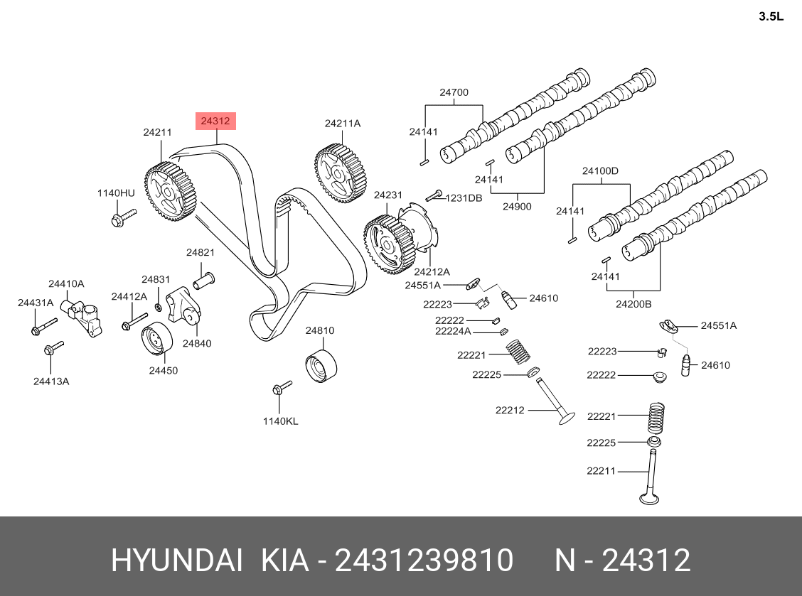 Ремень ГРМ - Hyundai/Kia 24312-39810