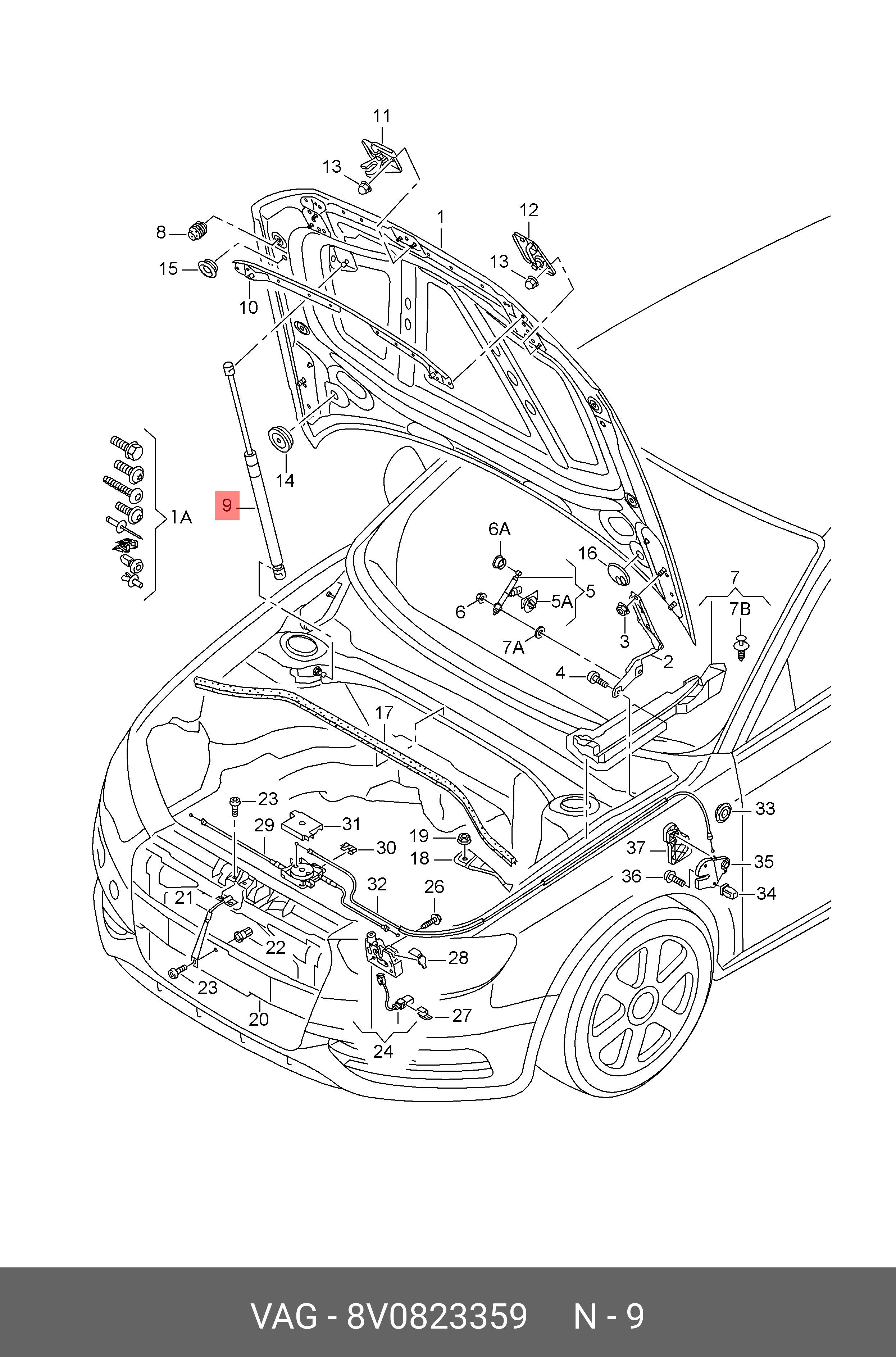 Амортизатор крышки багажника - VAG 8V0 823 359