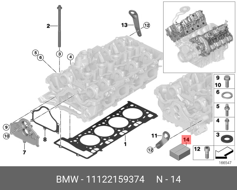 Комплект прокладок головки блока цилиндров - BMW 11 12 2 159 374